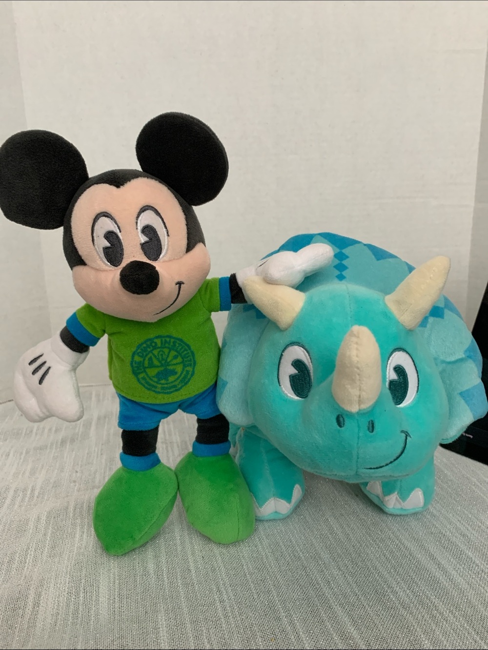Disney Animal Kingdom Dinoland Triceratops & Dino Institute Mickey Mouse Plush